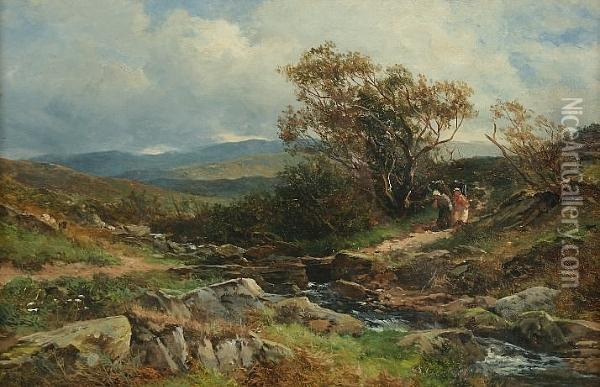 On The Verge Of The Moor, Capel Curig Oil Painting - David Bates