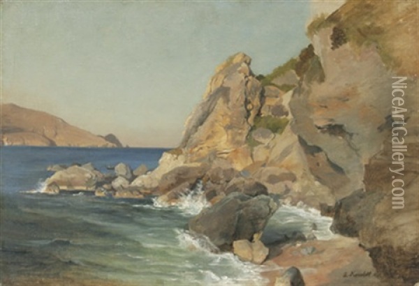 Felspartie An Der Italienischen Meereskuste Oil Painting - Edmund Kanoldt