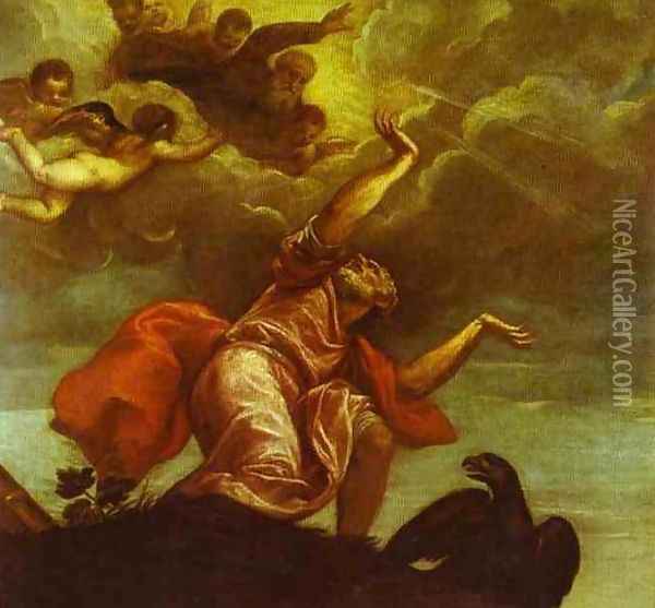 St. John the Evangelist on Patmos Oil Painting - Tiziano Vecellio (Titian)