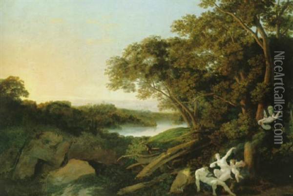 Flusslandschaft Mit Mythologischer Staffage Oil Painting - Jacob Wilhelm Mechau