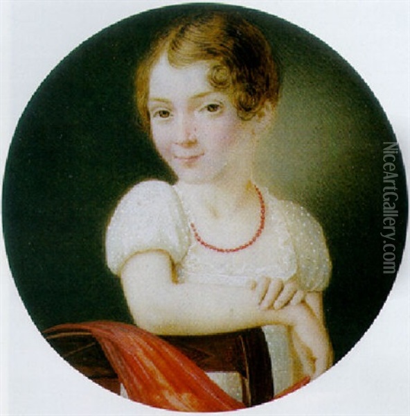 A Miniature Portrait Of Jacobina Cornelia Dalen Oil Painting - Gysbertus Johannes van den Berg