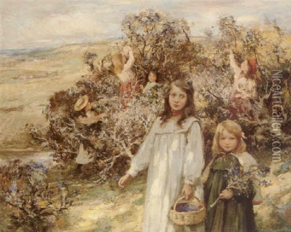 Gathering Blaeberries Oil Painting - William Stewart MacGeorge