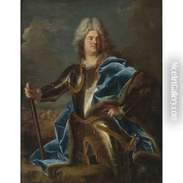 Portrait Of A Man, Traditionally Called Claude Louis Hector, Duc De Villars Oil Painting - Hyacinthe Rigaud