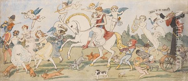 Bless Ye My Children, A Fairy Procession Oil Painting - Charles Altamont Doyle
