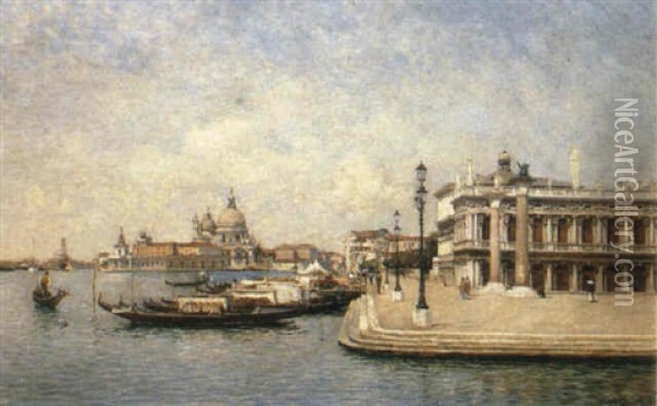 The Grand Canal Looking Towards Santa Maria Della Salute,   Venice Oil Painting - Federico del Campo