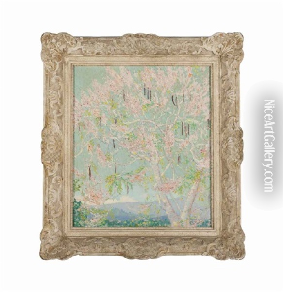 Spring First Pink Show Oil Painting - William Twigg-Smith