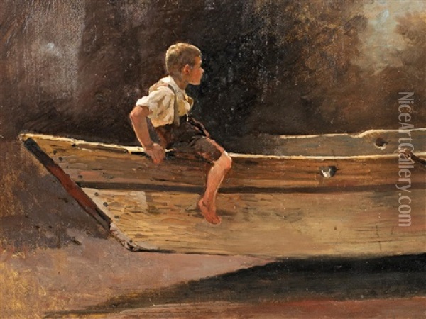 Fischerjunge Oil Painting - Karl Raupp