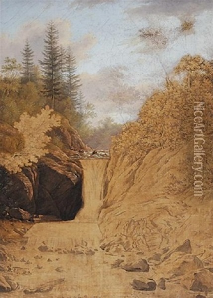 Wasserfall Bei Geroldsau Unweit Baden Oil Painting - Karl Kuntz