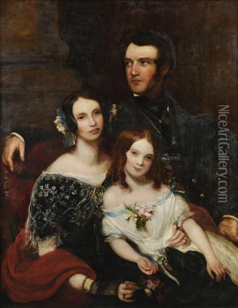 Family Group Halflength Seated Oil Painting - Charles Baxter