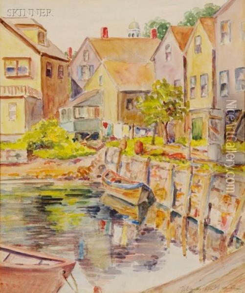 In The Back Of The Town Oil Painting - Mary P. Hibbard