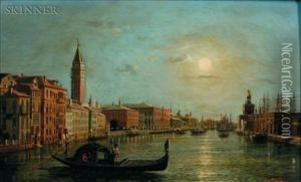 Venice Nocturne Oil Painting - Ludwig Rubelli Von Sturmfest
