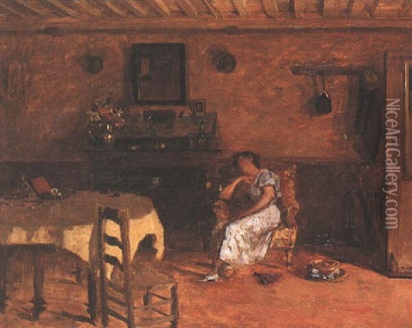 Femme Assoupie Dans Son Fauteuil Oil Painting - Pierre Laprade