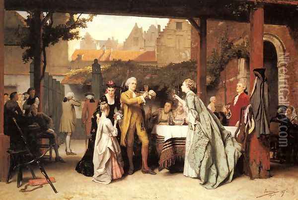 Toasting the Winner Oil Painting - Auguste Serrure