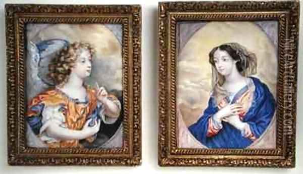A pair of miniatures depicting the Annunciation Oil Painting - Henri Gascard
