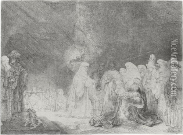 The Presentation In The Temple (b., Holl. 49; H. 162; Bb. 40-1) Oil Painting - Rembrandt Van Rijn