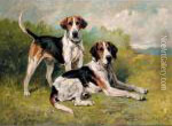 Hounds Resting Oil Painting - John Emms