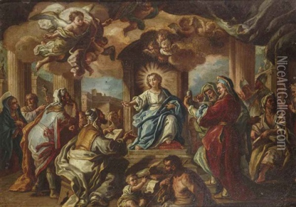 Sacra Conversazione Oil Painting - Francesco de Mura