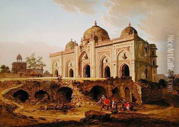The Qal A-l-Kuhna Masjid, Purana Qila, Delhi, c.1823 Oil Painting - Robert Smith