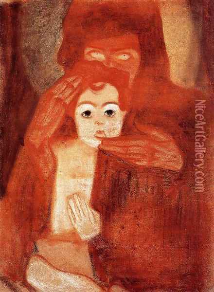 Mother And Child Aka Madonna Oil Painting - Egon Schiele