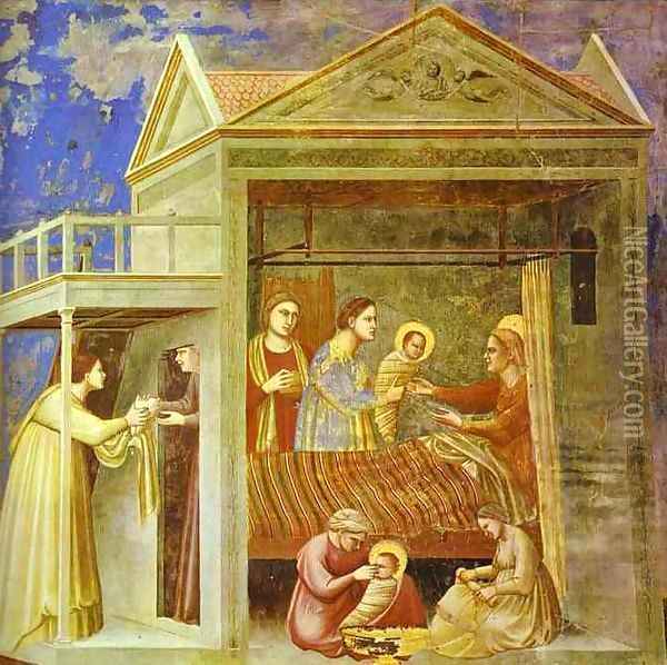 The Birth Of Mary 1304-1306 Oil Painting - Giotto Di Bondone