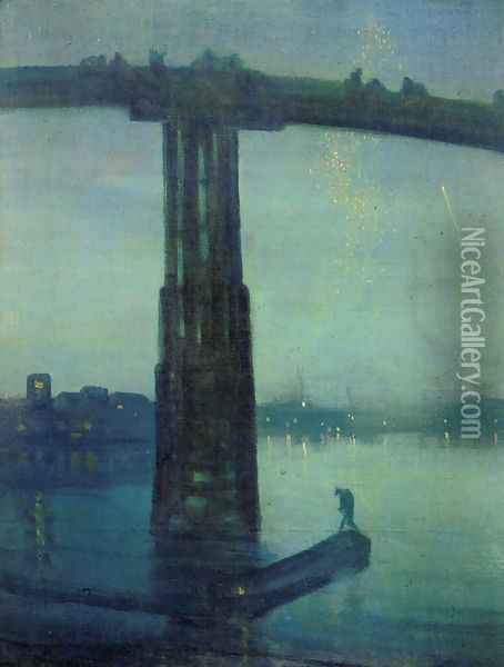 Nocturne in blue and green Oil Painting - James Abbott McNeill Whistler