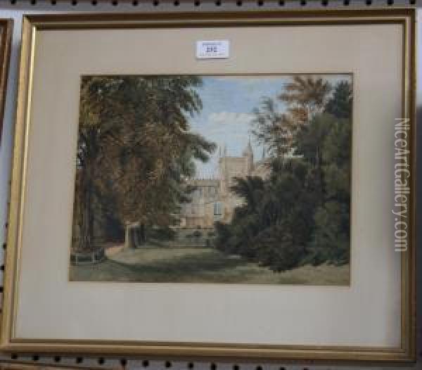 View Of A Collegiate Gothic Building Oil Painting - Joseph Murray Ince