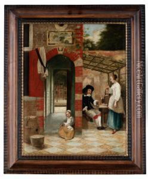 Figurer Pa Taverna Oil Painting - Pieter De Hooch