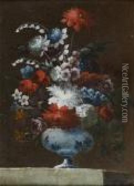 Bouquet De Fleurs Sur Un Entablement Oil Painting - Gasparo Lopez