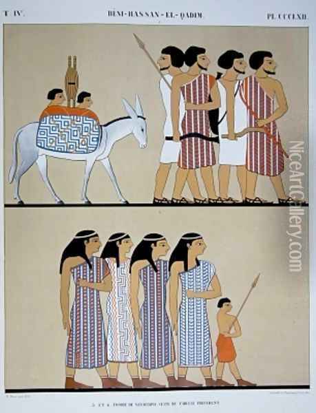 Fresco of the Tomb of Nevothph at Beni Hassan El Qadim Beni Hasan Oil Painting - Jean Francois Champollion