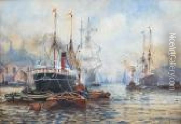 Woolwich Reach London Oil Painting - William Harrison Scarborough