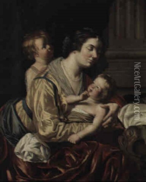 Mutter Mit Kindern Oil Painting - Jan Van Bijlert