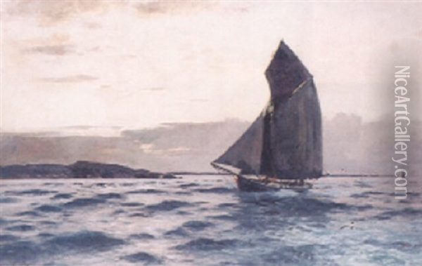 Segelboot Auf Der See Vor Rugen Oil Painting - Konrad Alexander Mueller-Kurzwelly