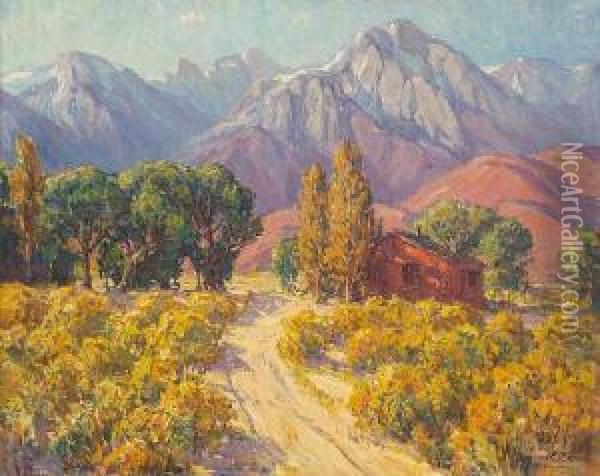 Secluded Home At The Base Of Mt. Whitney Oil Painting - Benjamin Chambers Brown