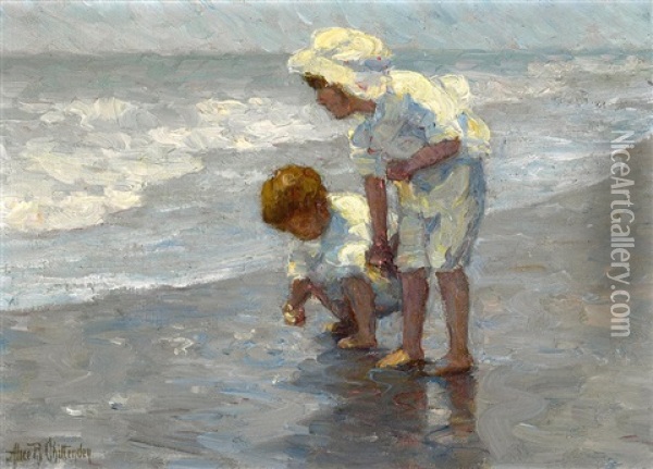 Children At The Seashore Oil Painting - Alice Brown Chittenden