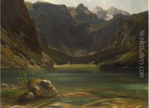Alpensee
 Ol Auf Leinwand. Oil Painting - August Albert Zimmermann