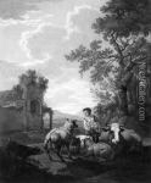 Landschaften Mit Vieh Und Hirtinnen Oil Painting - Wilhelm Alexander W. Von Kobell