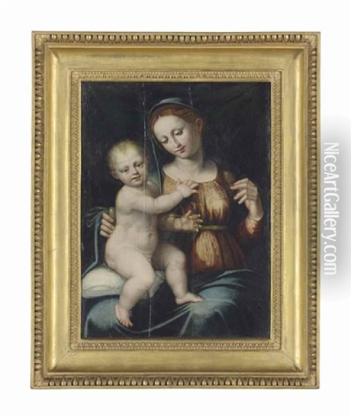 The Madonna And Child, Holding An Orb Oil Painting - Bartolomeo Ramenghi