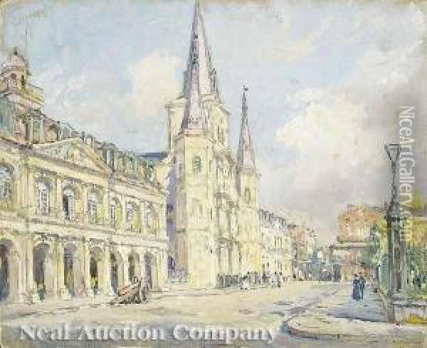 The Cathedral,on Jackson Square, New Orleans Oil Painting - Colin Campbell Cooper