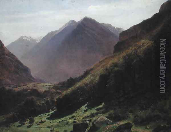 Mountain Study, c.1840-43 Oil Painting - Alexandre Calame