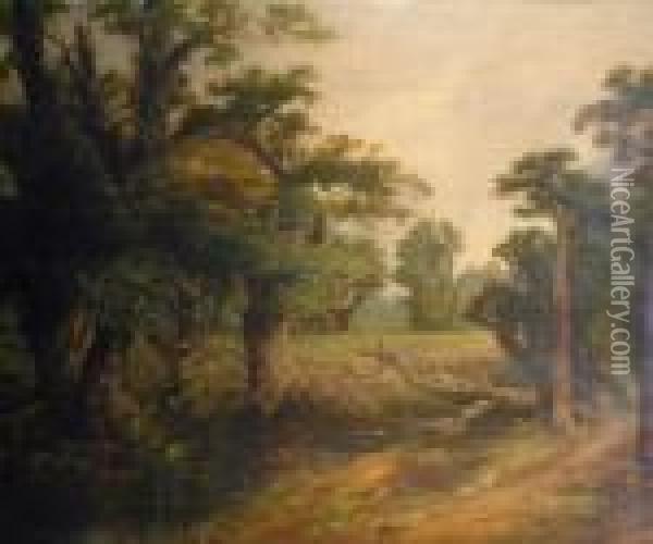 A Suffolk Stream Oil Painting - Joseph Paul Pettitt