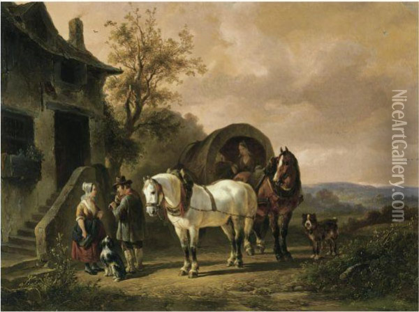 The Rest At The Inn Oil Painting - Wouterus Verschuur