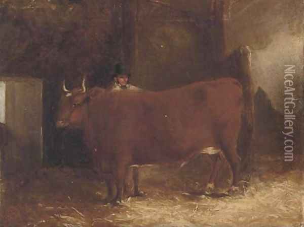 The prize bull Oil Painting - English School