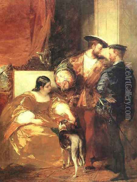 Francis I And The Duchess Of Etampes Oil Painting - Richard Parkes Bonington