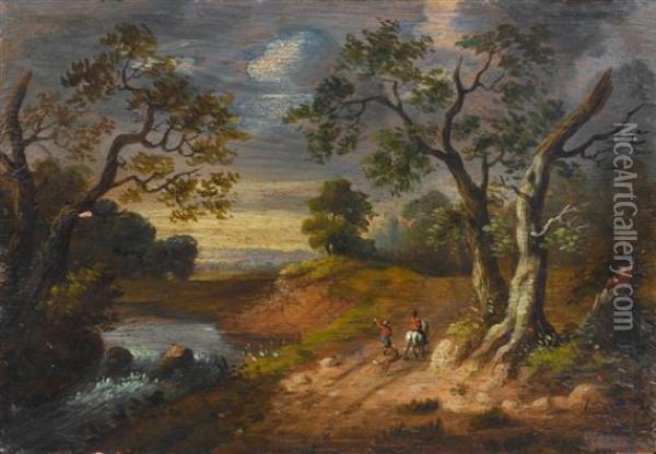 Landscape In The Evening Oil Painting - Jan Wijnants