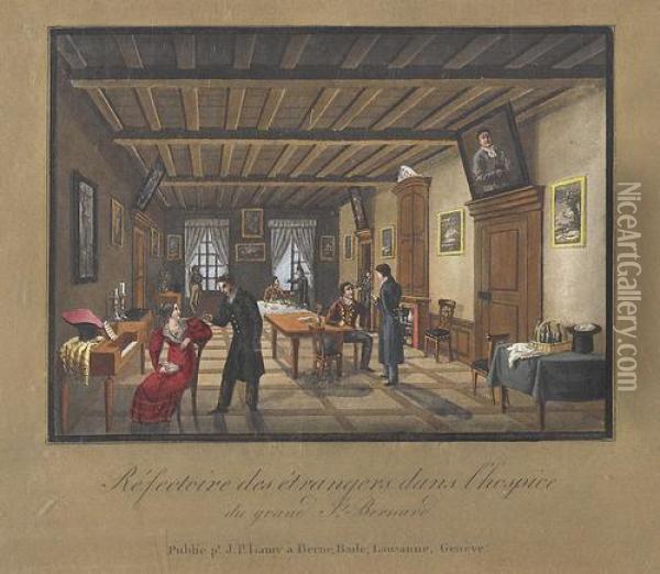 Refectoire Des Etrangers Dans L'hospice Du Grand St.bernard Oil Painting - Johann Peter Lamy