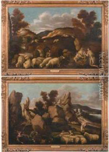 Le Sacrifice D'isaac-le Combat De Jacob Et L'ange Oil Painting - Pedro De Orrente