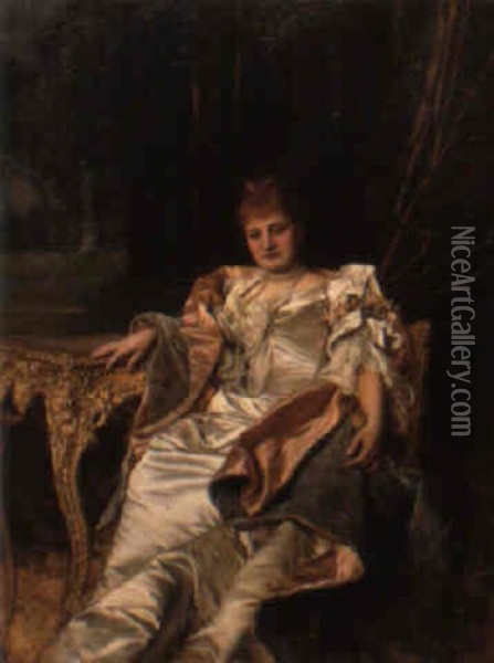 Portrait Of The Duchess De La Torre Oil Painting - Jan van Beers