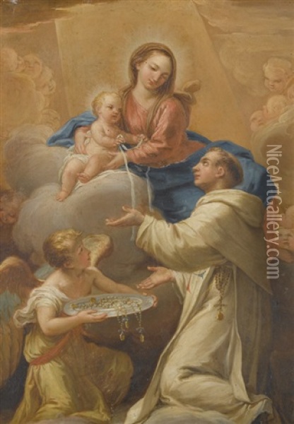 Bernhard Von Clairvaux Mit Maria Und Kind Oil Painting - Francisco Preciado De La Vega