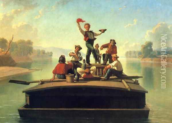 The Jolly Flatboatmen (2nd version) Oil Painting - George Caleb Bingham