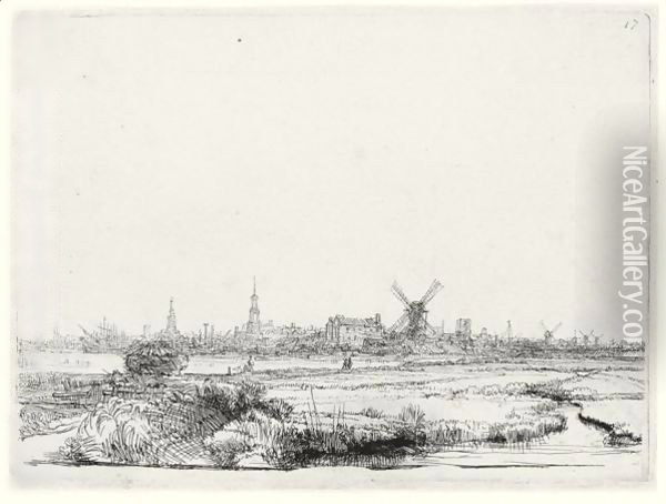 A View Of Amsterdam From The North West Oil Painting - Rembrandt Van Rijn